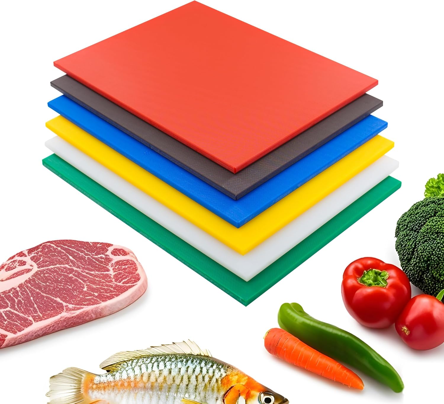 Commercial Kitchen Images - Commercial Grade Cutting Board Set, 6-Pack