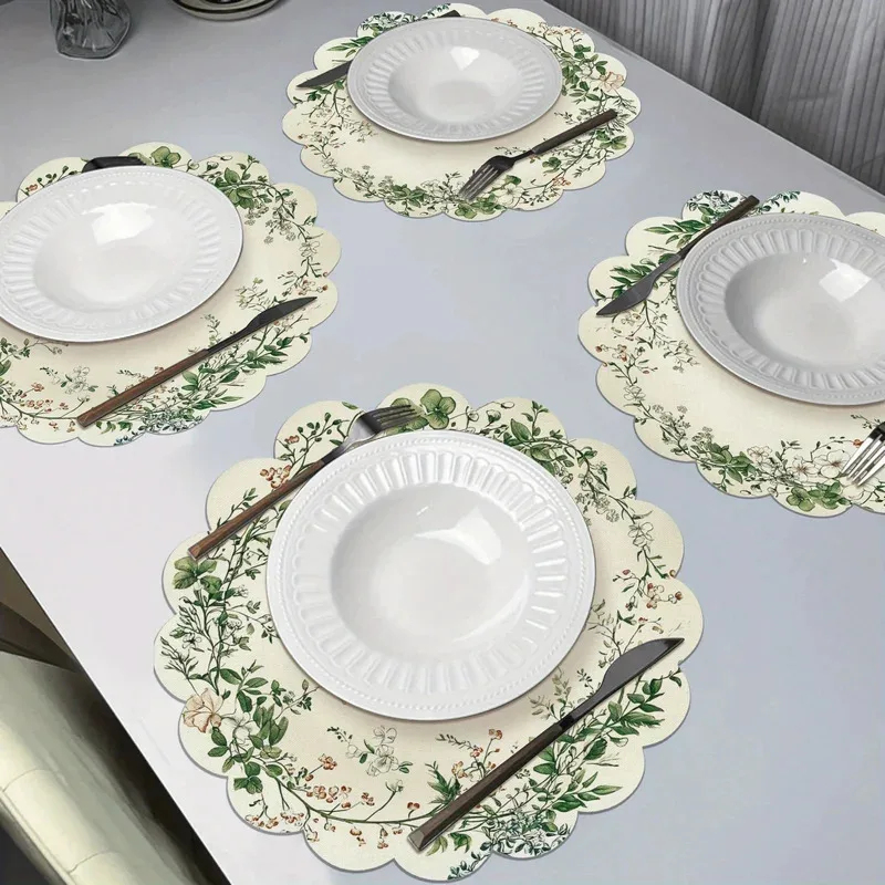Commercial Kitchen Table - VIKAMA 4pcs Nordic Placemats Floral Table
