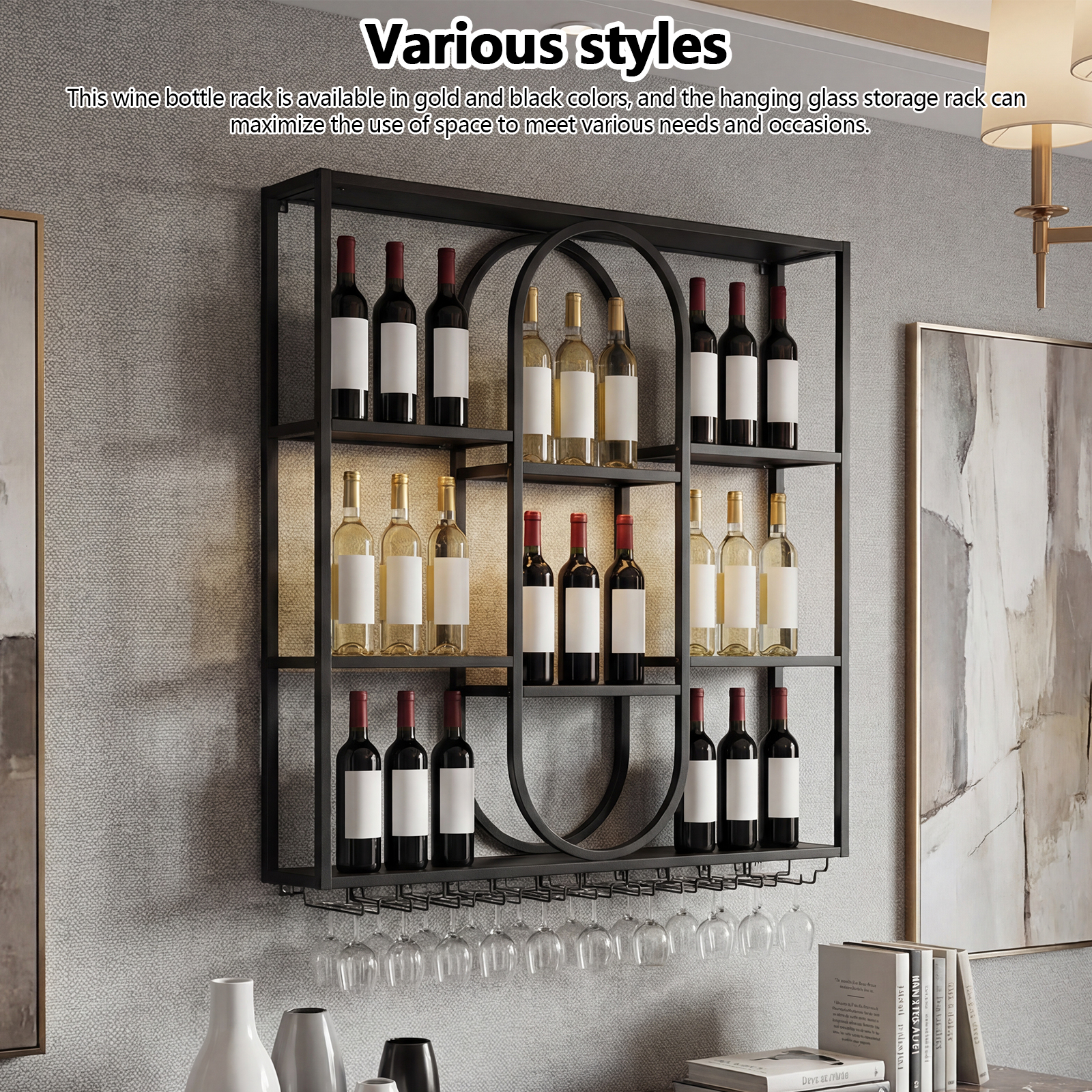 Commercial Kitchen Wall Shelves - 47in 3 Tier Bar Liquor Bottle