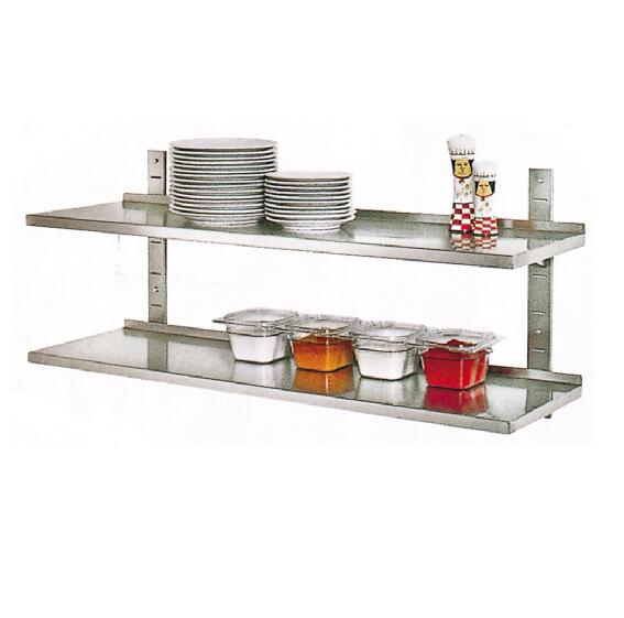 Commercial Kitchen Wall Shelves - Custom Size Double Layer Stainless Steel