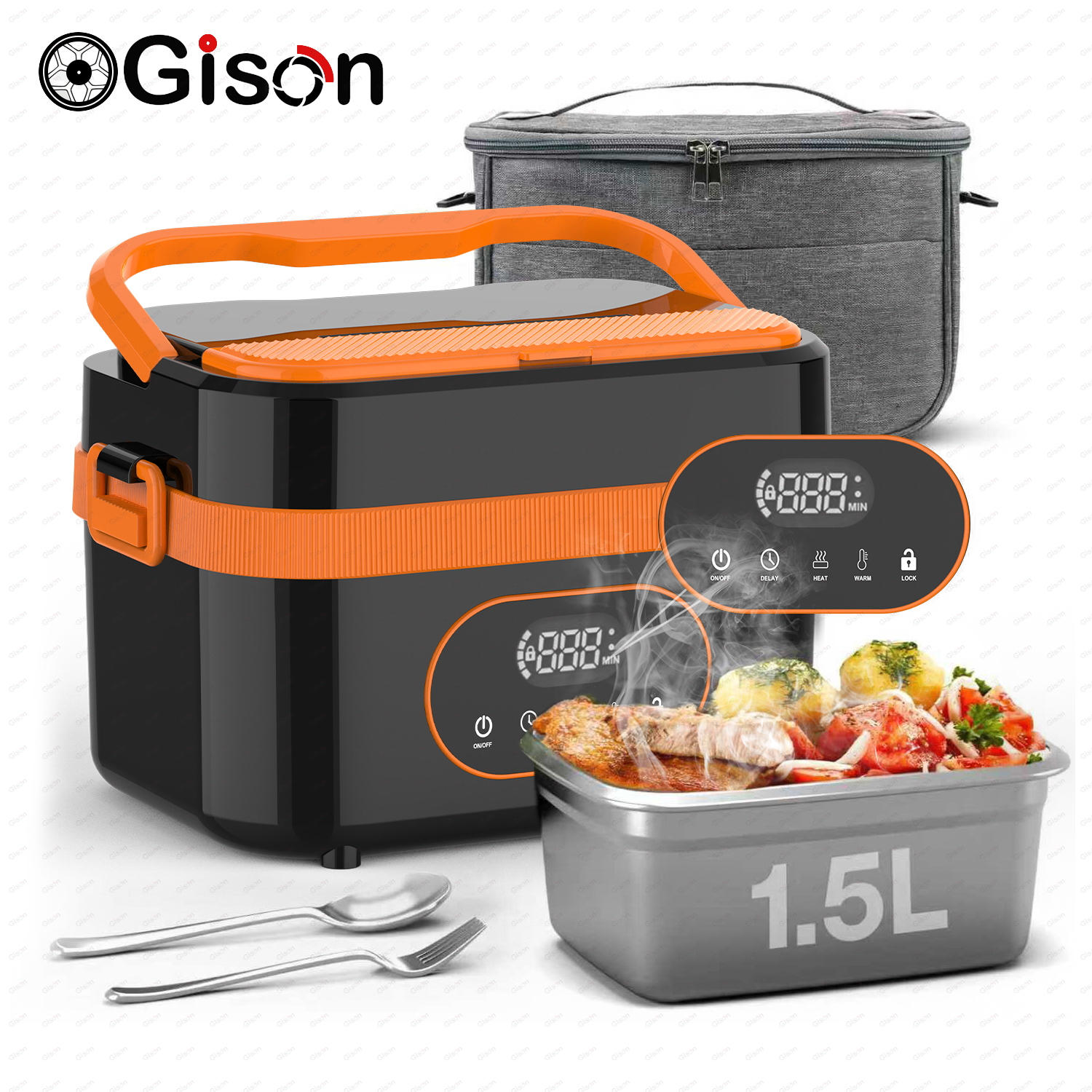 Food Warmer Display - Gison 1.5L Portable Wireless Heated Lunch