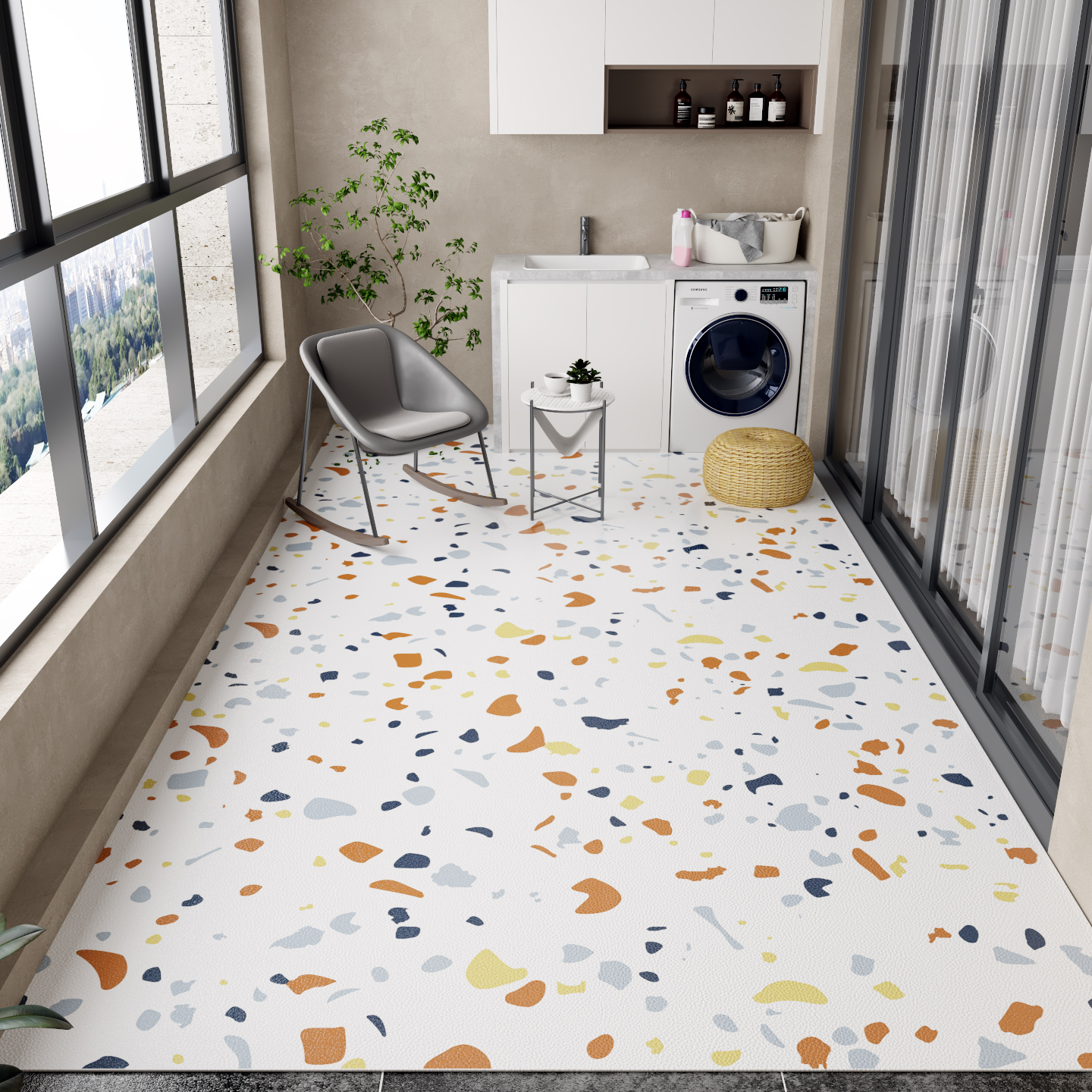 Commercial Kitchen Vinyl - Balcony Floor Mat Pvc Leather Large