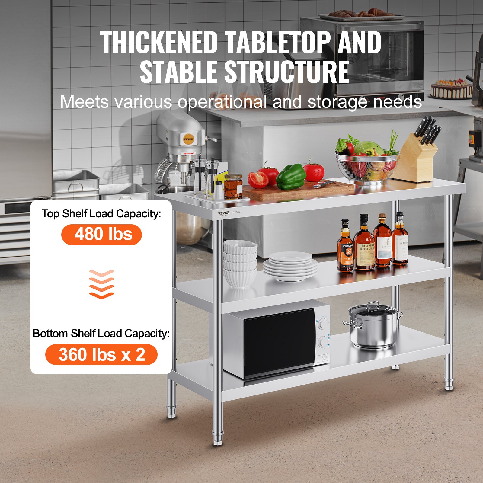 Commercial Kitchen Tables - Stainless Steel Food Prep Table, 18