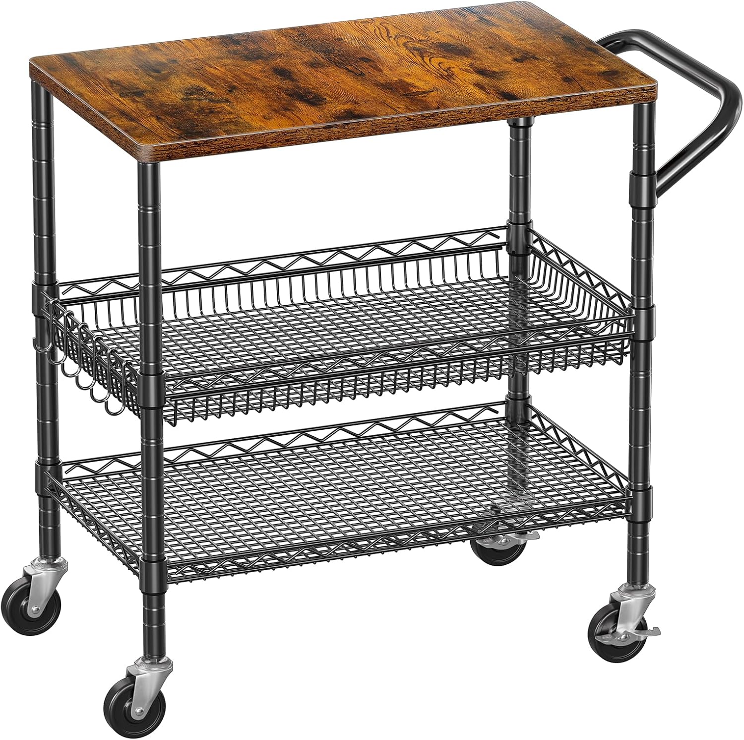 Commercial Kitchen Images - Heavy-Duty 3-Tier Rolling Utility Cart with