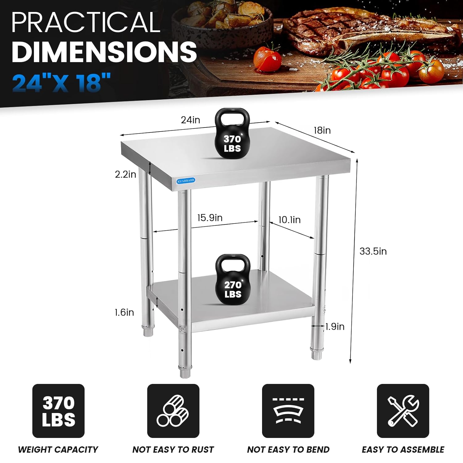 Stainless Steel Prep Table wit - Commercial Kitchen Images recensie en prijs