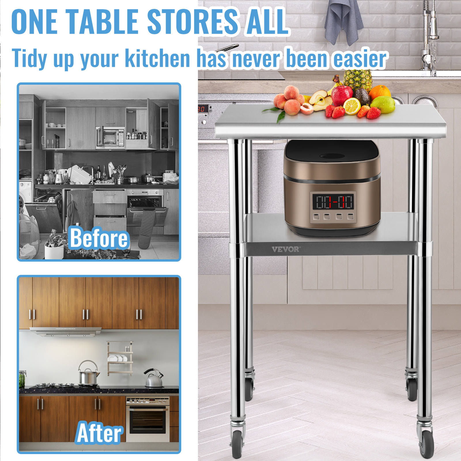 SucceBuy 24 x 24 in Stainless  - Commercial Kitchen Tables recensie en prijs