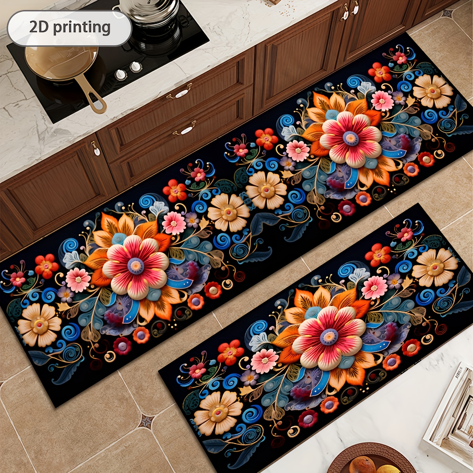 2D Printing Retro Floral Patte - Commercial Kitchen Background recensie en prijs
