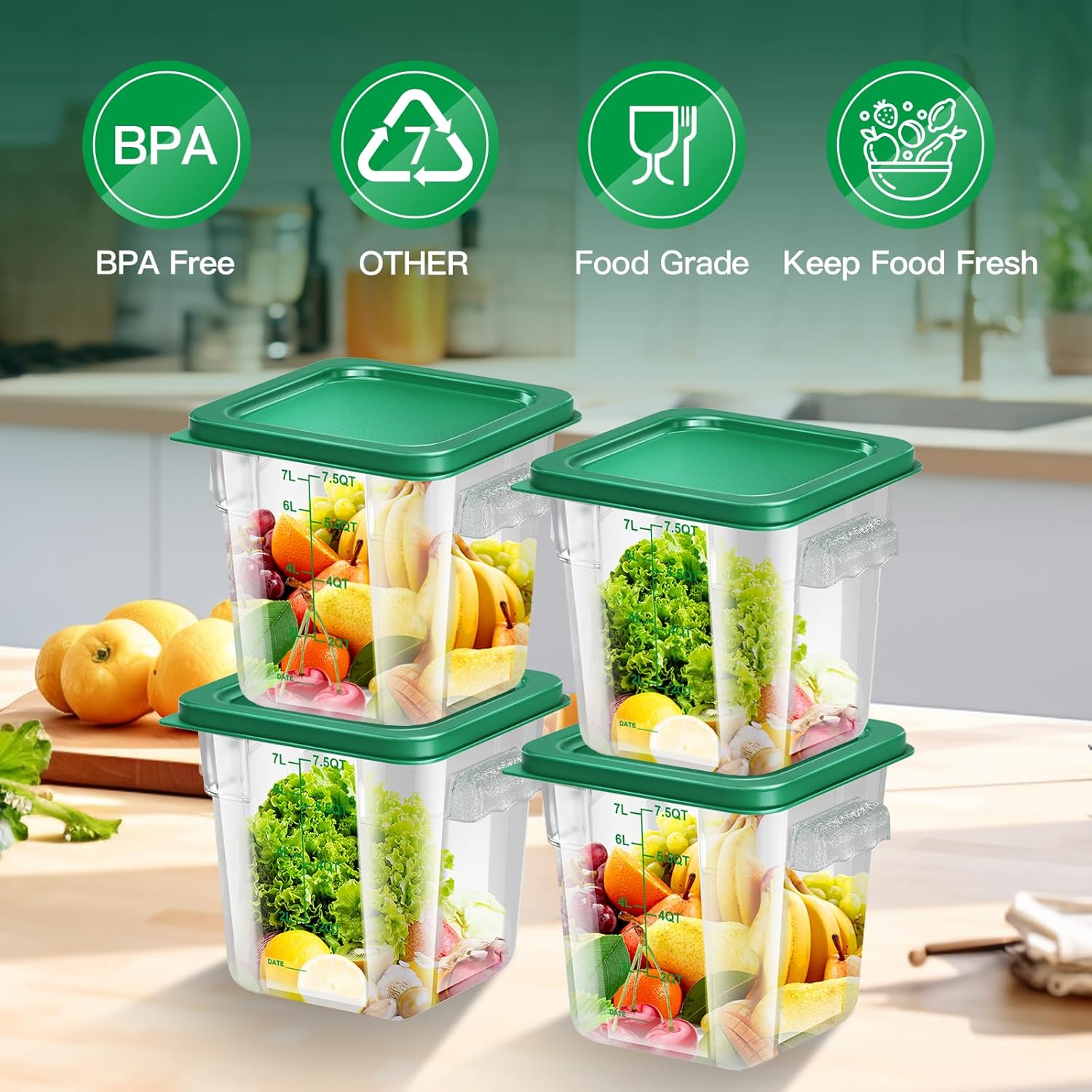 4 Pack 8qt Square Food Storage - Commercial Kitchen Images recensie en prijs
