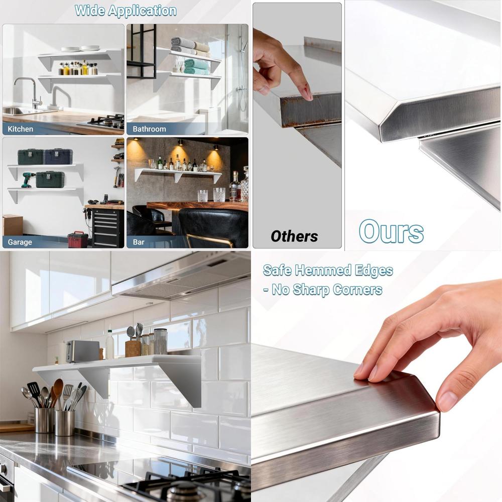 12 x 36 Dual Pack, 300lbs Capa - Commercial Kitchen Wall Shelves recensie en prijs