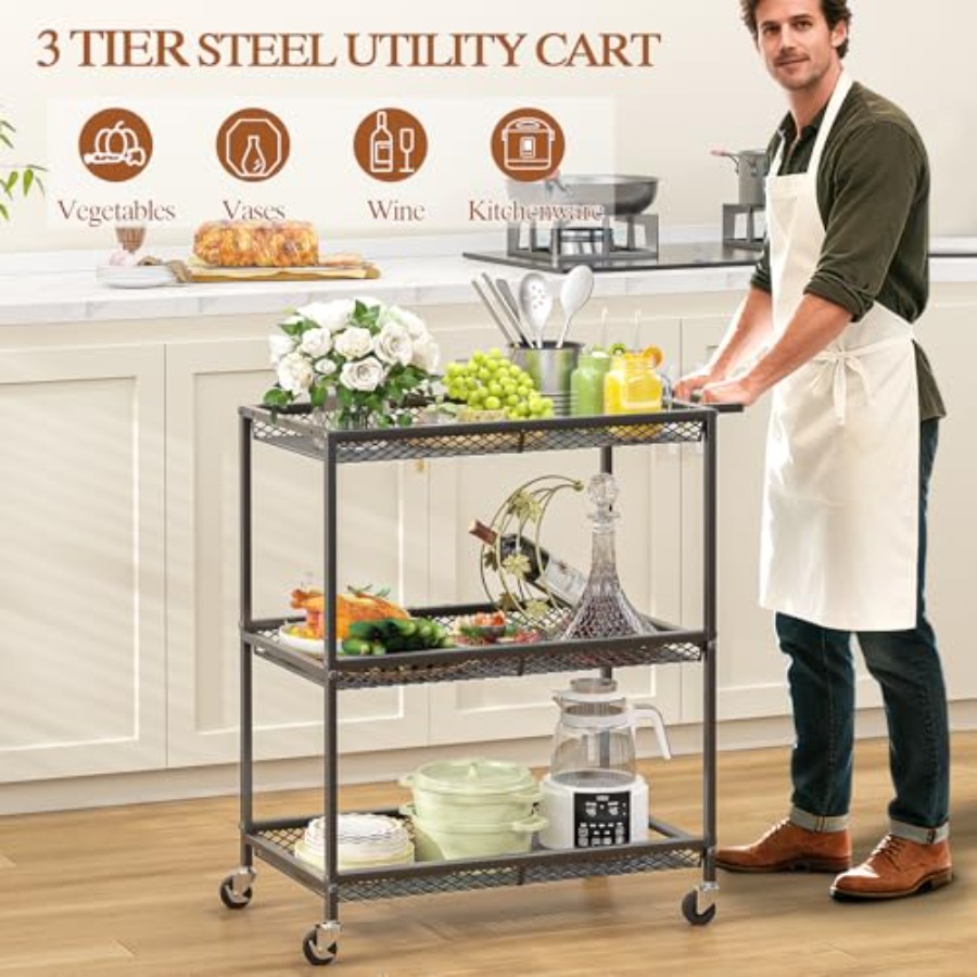 3 Tier Rolling Utility Kitchen - Commercial Kitchen On Wheels recensie en prijs