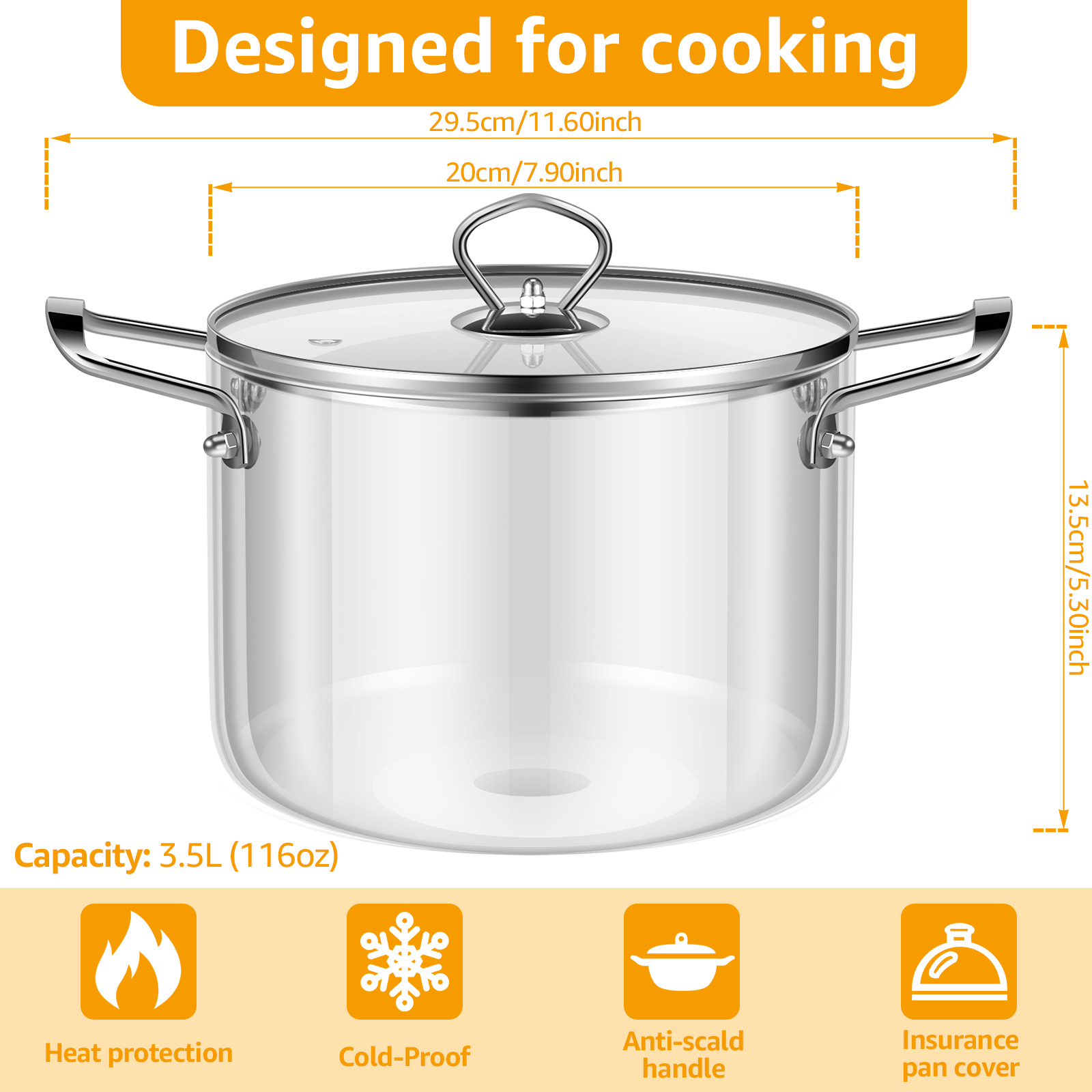 2.5L/3.5L Glass Cooking Pot wi - Soup Kettle Warmer recensie en prijs