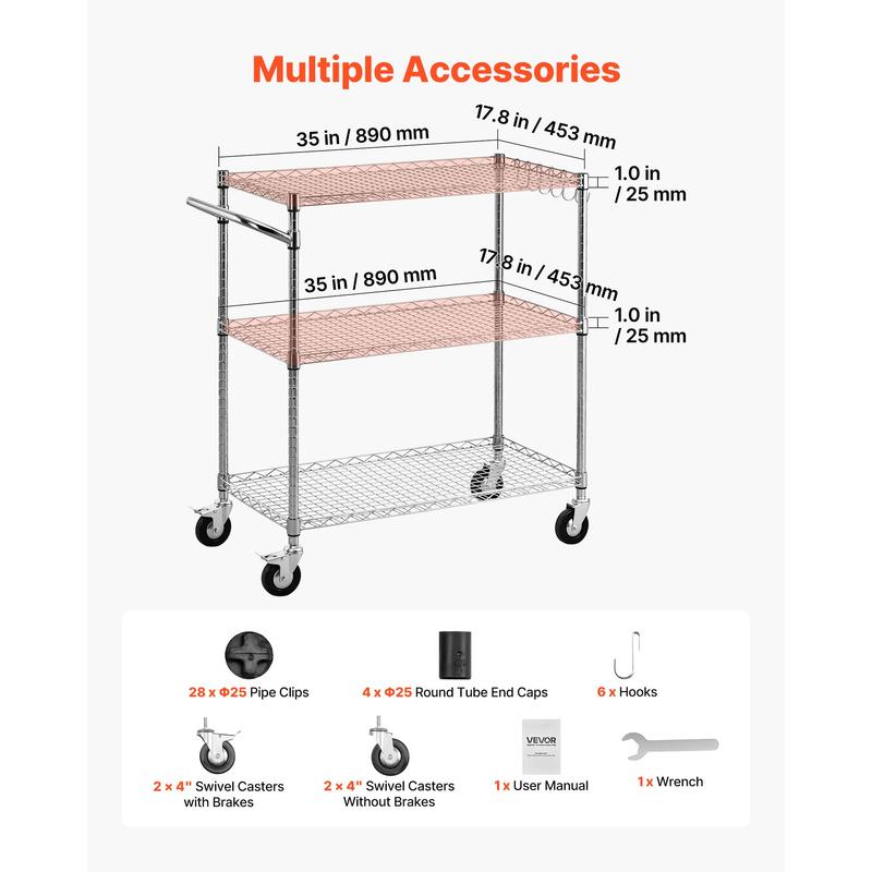 Kitchen Utility Cart, 3 Tier H - Commercial Kitchen On Wheels recensie en prijs