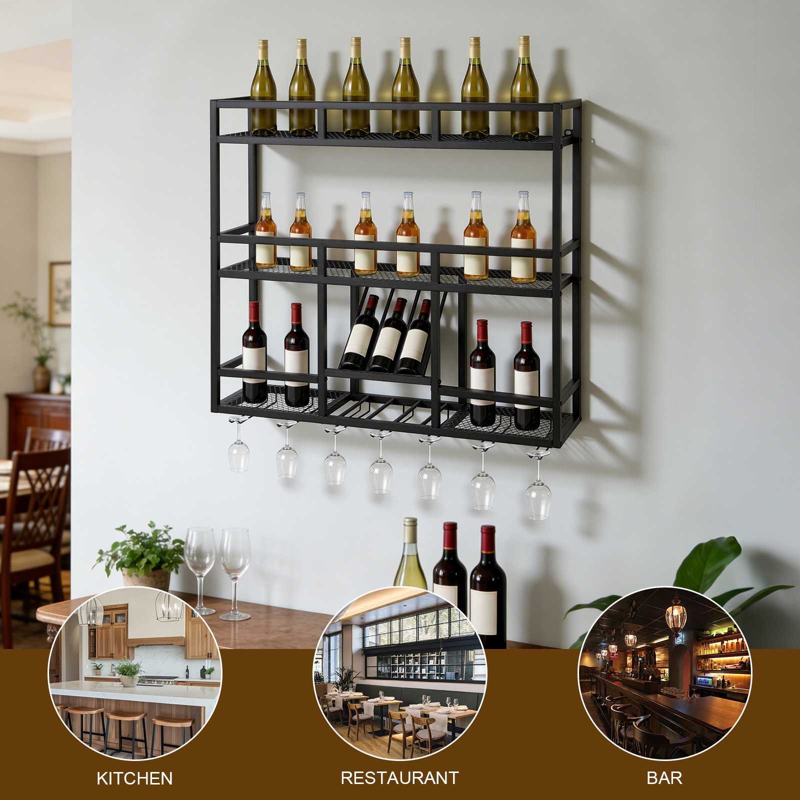 3 Tiers Wall Mounted Wine Rack - Commercial Kitchen Wall Shelves recensie en prijs