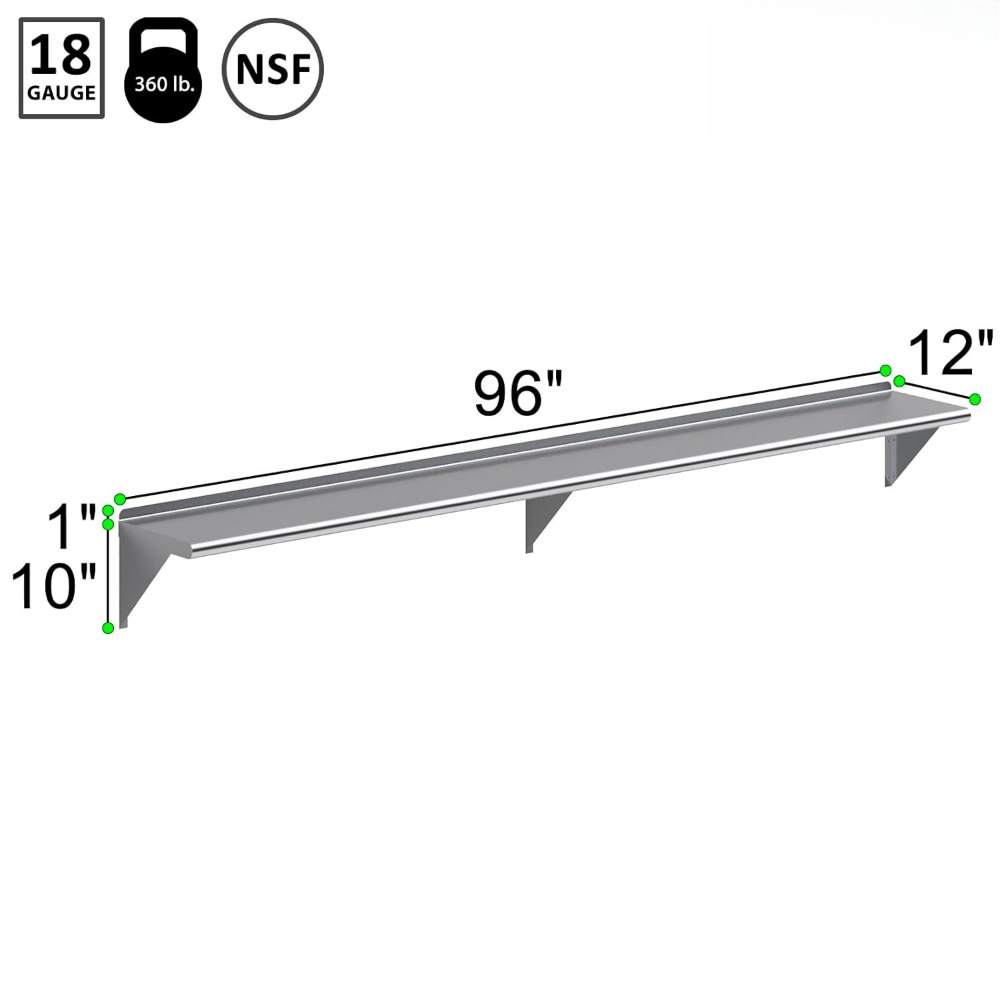 12x96in Stainless Steel Wall S - Commercial Kitchen Wall Shelves recensie en prijs