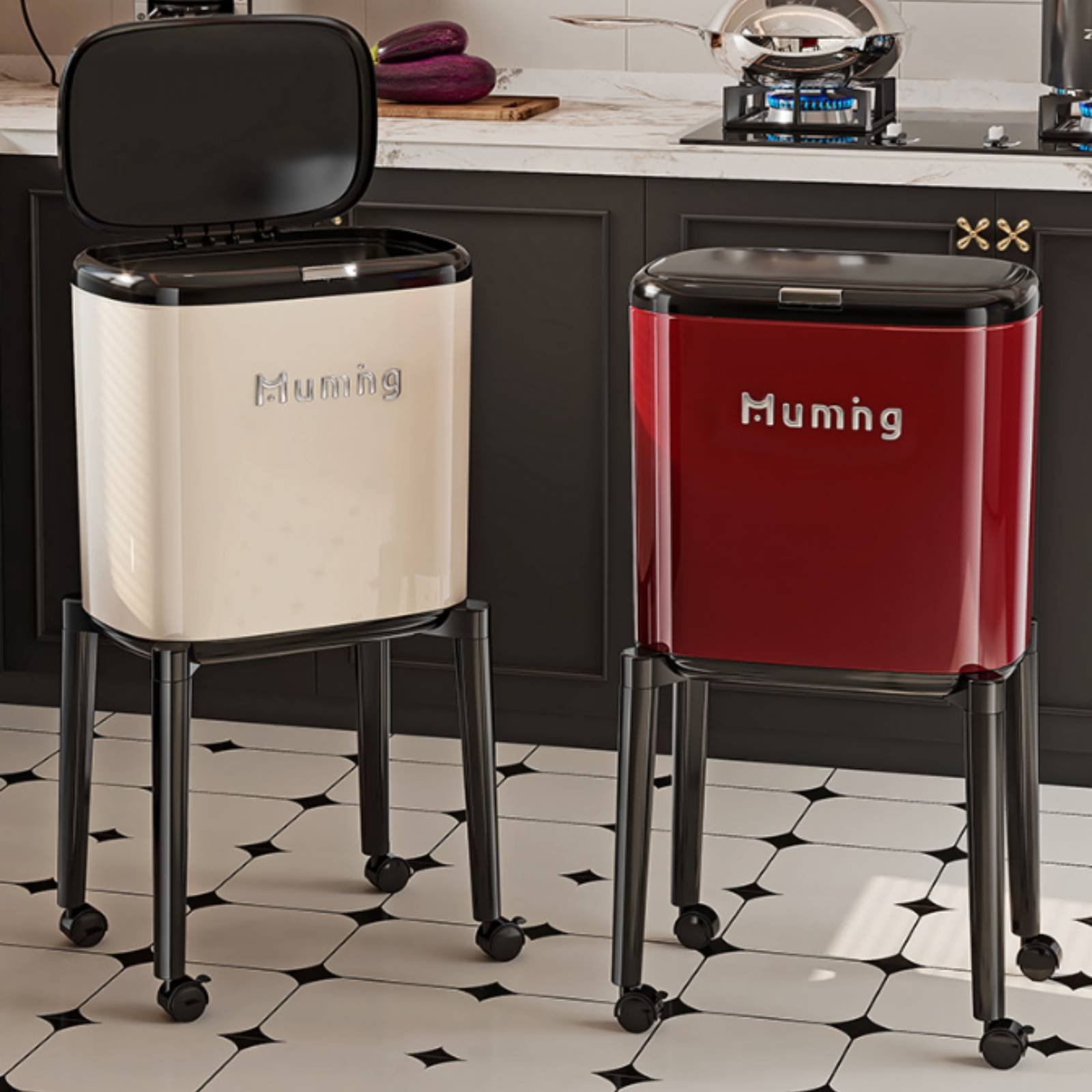 Lid Trash Can with Wheels Hand - Commercial Kitchen On Wheels recensie en prijs