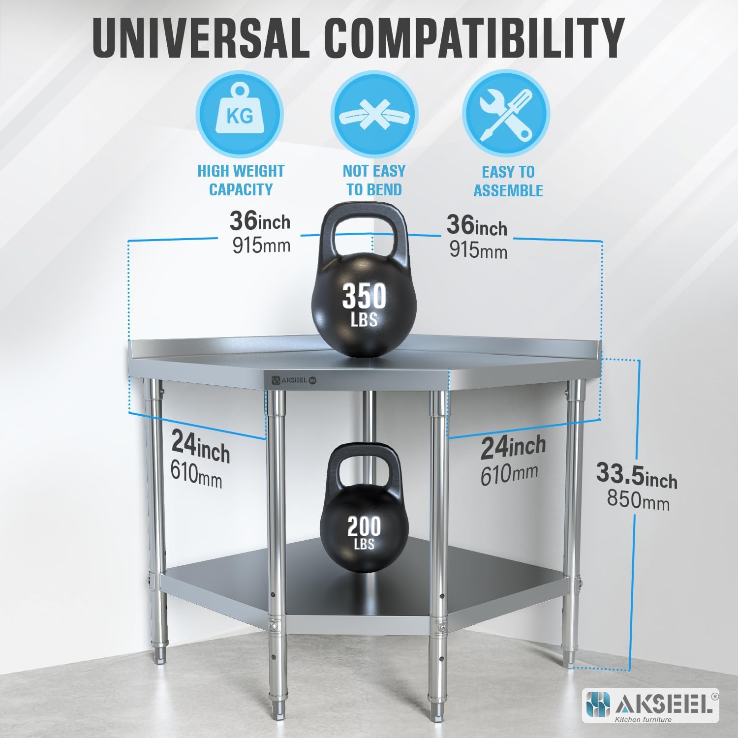 Stainless Steel Corner Work Ta - Commercial Kitchen Tables recensie en prijs