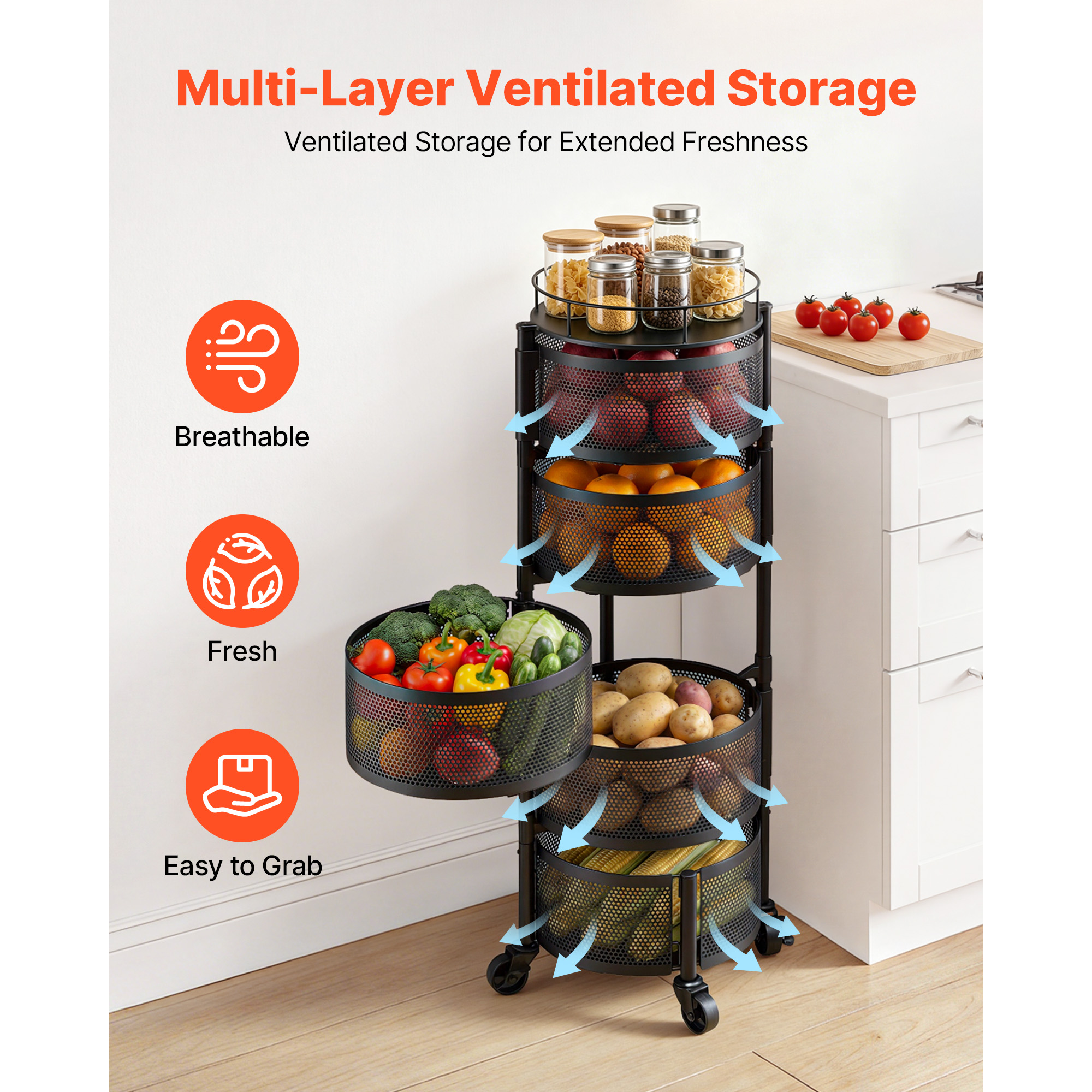 SucceBuy 5 Tier Rotating Stora - Commercial Kitchen On Wheels recensie en prijs