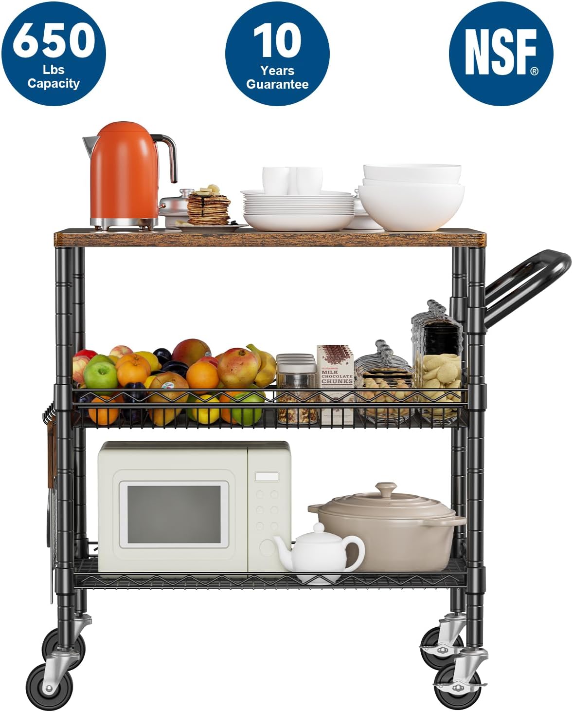 Heavy-Duty 3-Tier Rolling Util - Commercial Kitchen Images recensie en prijs