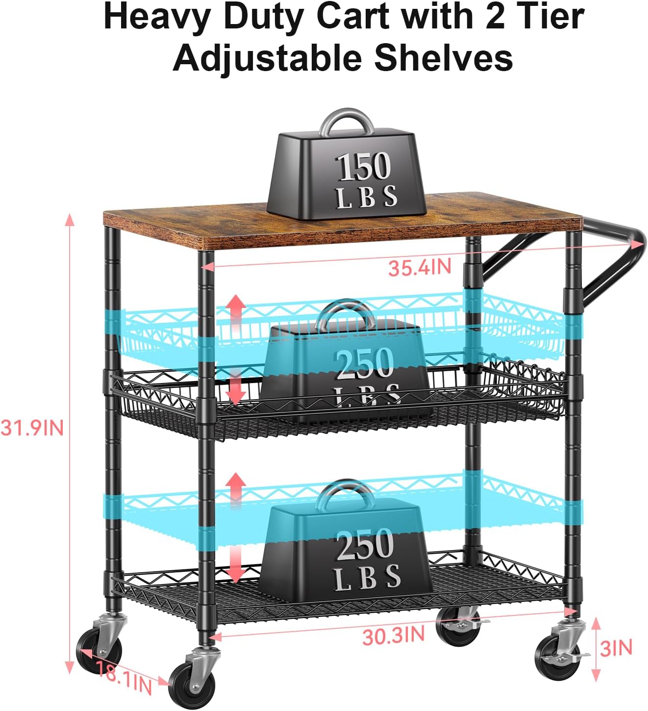 Heavy-Duty 3-Tier Rolling Util - Commercial Kitchen Images recensie en prijs